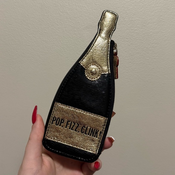 Kate Spade novelty POP FIZZ CLINK bubble over champagne bottle coin purse - Picture 2 of 6